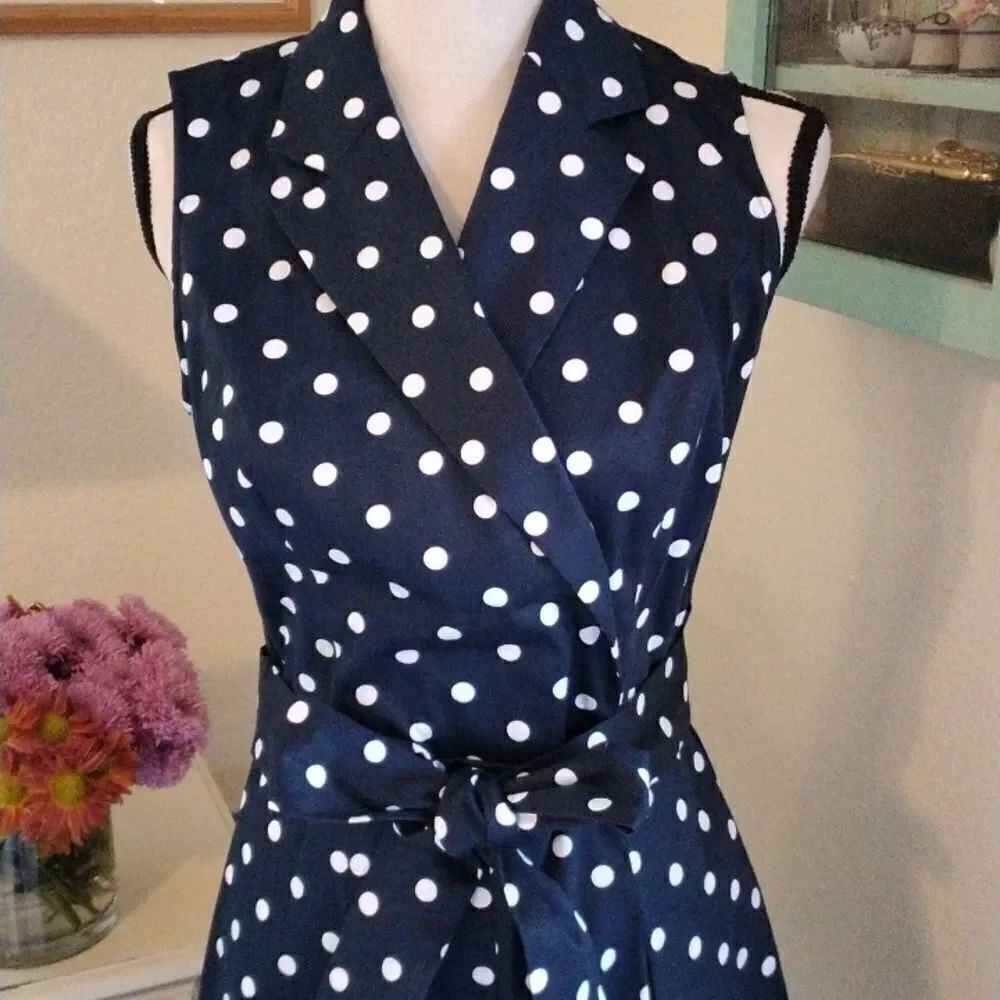 Chaps Polka Dot Dress - Picture 2 of 10